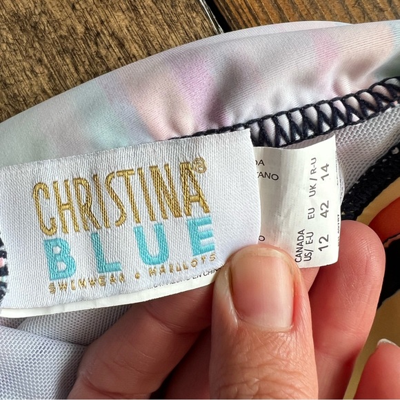CHRISTINA BLUE • one piece crossover multicolour vibrant swimsuit women’s 12 - Picture 12 of 16